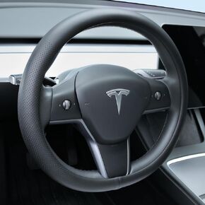 غطاء عجلة القيادة الجلدية Nappa لـ Tesla Model 3/Y 2016-2025 ، واقي عجلة Tesla غير القابل للانزلاق.