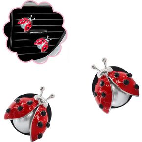 Ladybug Car Accessories,2pcs Lady Bug Air Vent Clips Car Air Fresheners,Refillable Animal Decoration Diffusers,Girly Rhinestone Dashboard Charms for Women Teens