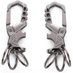 2Pcs Dazzle Colours Heavy duty metal car keychains, Carabiner clip Car key chains,Fashion family keychain bottle opener and 3 Key Rings suitable for men and women.