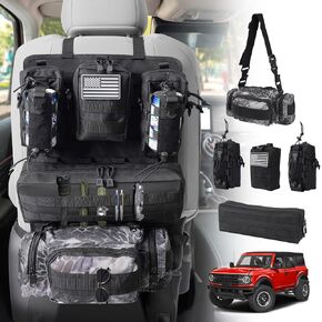 6-Panel Vehicle Seat Organizer - Tactical Storage System with 5 Detachable MOLLE Pouches, Universal Fit for Cars/Trucks/SUVs