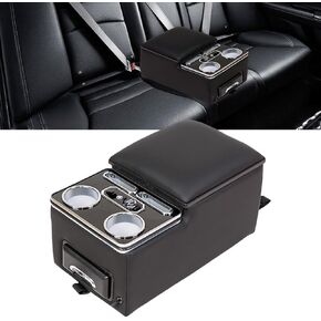 Center Console, Upgraded 7-Color Mood Lighting Center Console Organizer, Rear Bench Seat Armrest with Fast Phone Charging, Back Bench Seat Storage Box for Car Minivan Van Truck