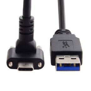 JSER أسفل الزاوية USB 3.1 Type-C قفل المسمار المزدوج إلى كبل بيانات USB3.0 القياسي 90 درجة متوافق مع الكاميرا (3.0M)