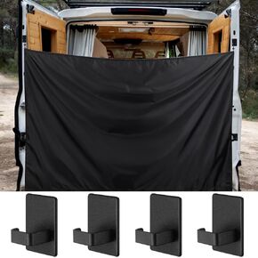 7x6 ft Black Large Car Curtains Camper Van Rear Door Shower Curtains with Magnetic Hooks Adjustable Outdoor Shower Double Layer Changing Car Cover Truck Travelling
