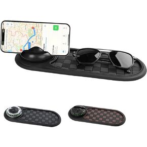 Multifunction Car Anti-Slip,Mat Auto Universal Phone Holder,Multifunction Car Dashboard Mobile Phone Holder, Rotatable Anti Skid Car Dashboard Pad with Large Pad for Phones(Brown Black)