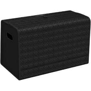 GMQ Leather Car Trunk Organizer لسيارات الدفع الرباعي ومنظمي السيارات والتخزين مع التخزين القابل للطي ، سعة كبيرة لسيارات الدفع الرباعي ، الشاحنة ، MPV (الكربون الأسود ، L)