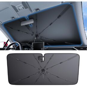 2025 Ice Shield Car Windshield Sun Shade [100 ٪ Block Sun Block ، Gen Gen Tech] عزل عاكس للحرارة ، نافذة أمامية قابلة للطي محمولة لسيارات السيدان/سيارات الدفع الرباعي-Fit Universal 57 "x32"