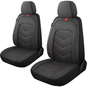 CAROMOP Luxury Faux Leather Seat Covers Full Set,Breathable Seat Covers for Cars,Universal Fits Most Cars, Vehicles,Sedans,Trucks & SUVs.Airbag Compatible (5-Seat Black/Grey)