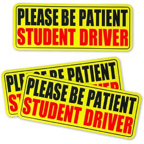 3pcs Student Drive Magnet for Car, Please Be Patient Student Driver, New Drivers Sticker Safety Warning, Reusable Magnetic Reflective Rookie Driver Bumper Sticker