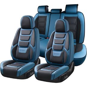 Coverado Car Seat Covers Full Set, Seat Covers for Cars, Front Seat Covers and Back Seat Cover Waterproof Leather Automotive Seat Cover, Universal Car Interior Protectors Cushion for Most Cars Red