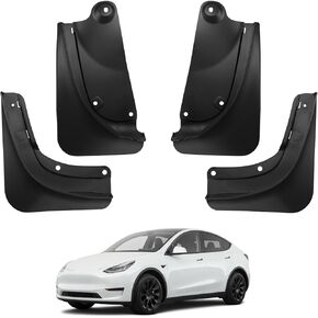 BASENOR 2025 Upgraded Tesla Model Y Mud Flaps Splash Guards Vehicle Sediment Protection No Drilling No Tape Mudflaps Tire Protector Mudflaps All Weather Tesla Exterior Accessories (Set of 4)