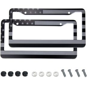 Matte Black License Plate Frames - Airxwills License Plate Covers, 2 Packs Universal Aluminum Tag Frame for License Plate for Front and Rear Car Tags.