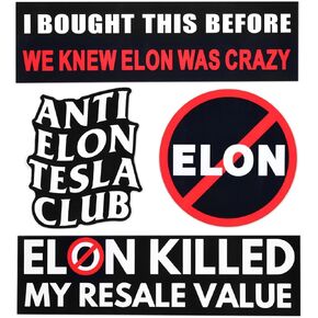 4 حزمة XXL ELON TESLA PUMPER ملصق ، لقد اشتريت هذا قبل أن نعرف e | On كان مجنونا ، Elon Tesla Club ، Elon Kil
