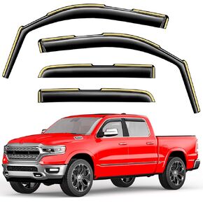 in-Channel Window Rain Guards Compatible with Dodge RAM 1500 (New Body Style Includes TRX) 2019-2025 Crew Cab Vent Visors Window Visors Extra Durable Window Deflectors Vent Shades -4 pcs Q04