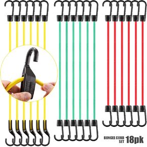 Cartman 32 قطعة Bungee Cords جرة تشمل 10 "18" 24 "32" 40 "سلك بونجي مع السنانير ، 8" علاقات قطران المظلة ومقاطع القنب