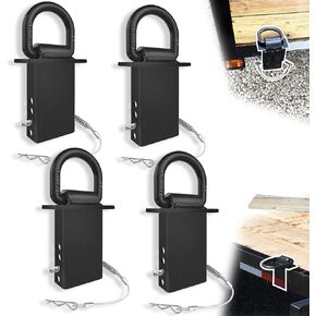 حلقات الجيب D حلقات 4pcs 18000 رطل DISTRIME D-RING Ring Bocket DOCK لأسفل لمقطورات المرافق والمخطوطات المسطحة مع دبوس عقبة ، وربطة عنق القابلة للإزالة لأسفل لشاحنات الشحن المسطحة ، والأسود