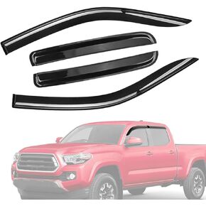 Window Visors Rain Guards FIT 2009-2014 Ford F-150 SuperCrew Cab, 2010-2014 F-150 SVT Raptor - Out-Channel Vent Deflectors, 4PCS Tape-On Smoke Shades Accessories