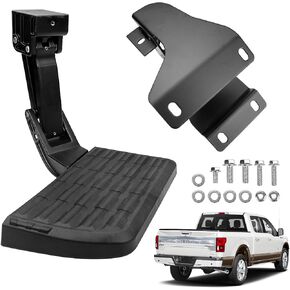 Rear Bed Step Retractable Bumper Step Compatible wit Ford F150 2015-2020 Folding Truck Tailgate Step Blac Replaces 75312-01A