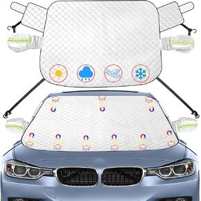Car Windshield Cover - 600D Windshield Snow Cover with Magnet Protects Side Mirror Cover, Waterproof & Standard Winter Frost Hail Protector for Most Car, Truck, SUV, Van and MPV (59 x 50 Inch)