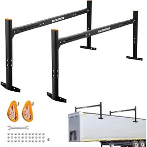 800 lbs Capacity Aluminum Trailer Ladder Rack,Cargo Box Truck Ladder Rack,Adjustable 6FT to 8.2FT Trailer Roof Ladder Rack with 2 Straps for Universal Enclosed Trailers and Open Trailers