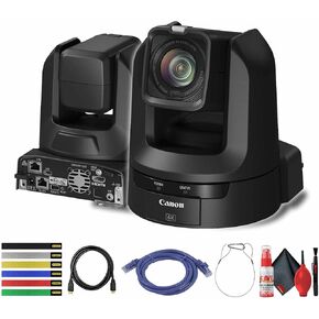 Canon CR-N100 4K NDI PTZ كاميرا مع تكبير 20x (ساتان أسود) (6527C001) + 2 X HDMI كابل + 6 روابط كابل ملونة متنوعة + 2 X كبل الشبكة + مجموعة التنظيف (2 عبوة) (متجددة)