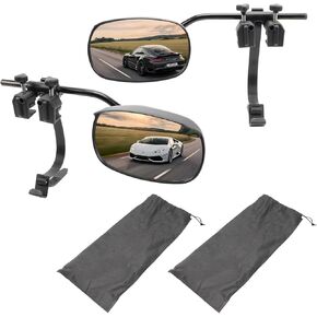 Universal Clip on Towing Mirrors Extensions for Towing, Side Mirror Extenders for Towing with RainProof, Convex Rearview Mirror, Tow Mirrors for Car Truck Trailer RV SUV, 2 Pack