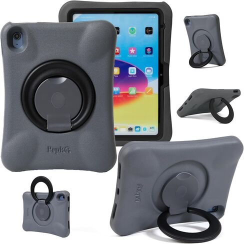 NLR Fun Kids Case for iPad ، غطاء مقاوم للصدمات لـ iPad Air M2 (2024) ، 11 بوصة ، مقبض/حامل قابل للطي (اللون الوردي+الأزرق) in Kuwait