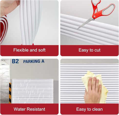 Garage Wall Protector, Strong Self-Adhesive Rubber Bumper Protectors for Car SUV Doors, Anti-Scratch and Waterproof Garage Wall Strip, 2.75in x 9.84ft (White) in Kuwait