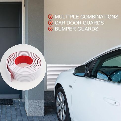 Garage Wall Protector, Strong Self-Adhesive Rubber Bumper Protectors for Car SUV Doors, Anti-Scratch and Waterproof Garage Wall Strip, 2.75in x 9.84ft (White) in Kuwait