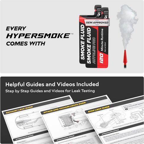 Autoline Pro Hypersmoke ™ Automotive Smoke Machine Evap Vacuum Facuum Tester-الضغط القابل للتعديل-سائل الدخان المعتمد من OEM-محرك ضاغط الهواء المدمج-يشمل محول Evap مخروط الغاز والغاز. in Kuwait