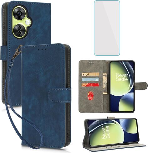 ل OnePlus Nord CE 3 Lite/N30 محفظة مع حامي شاشة حامي جلدي بطاقة CASE CASE LITES لـ 1+ CE3 LITE CE 3LITE ONEPLUS NORD N 30 -GREEN in Kuwait