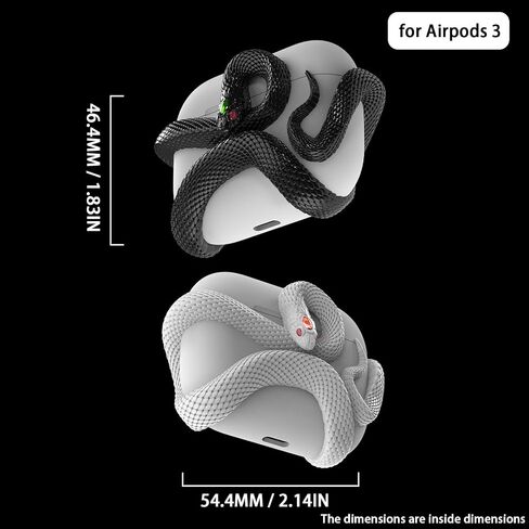بالنسبة إلى Airpods Pro 2nd Gend Snake Case ， لحالة AirPods Pro (2nd/1st Gen) ， زخرفة السربنتين الشخصية ، الأبيض in Saudi Arabia