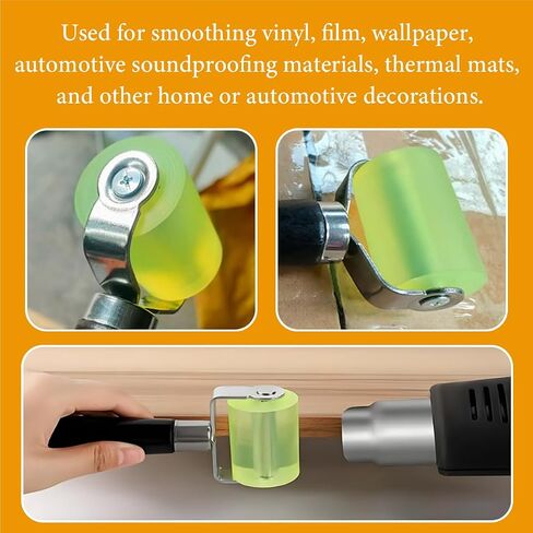 1 PCS Sound Deadening Car Seam Roller, Silicone Car Sound Deadening Application Wheel Roller, Seam Roller Equipped Smooth Handle for Heat Insulation Mat Wallpaper Application (Large Black-1PCS) in Kuwait