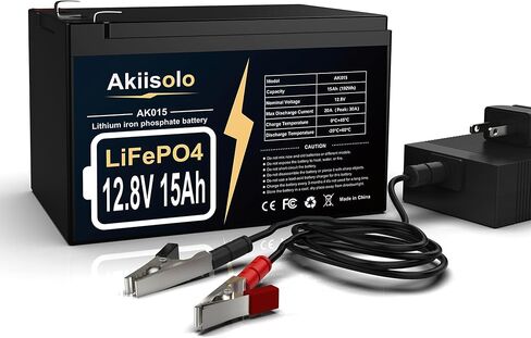 12V 15Ah Lithium Battery LiFePO4 Deep Cycle Battery, Up to 8000+ Cycles Rechargeable Batteries With Charger, 12 Volt Lithium Battery for Fish Finder, Power Wheels, Mobility Scooter, Lighting and More in Kuwait