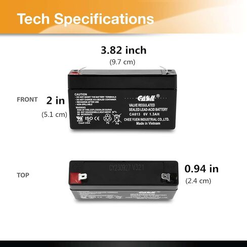 Casil 2 Pack 6v 4ah Battery for Panasonic Lc-R6v4pt, Lc-S416p, LC-R065P in Kuwait