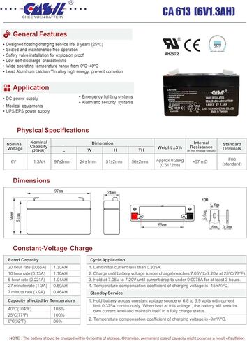 Casil 2 Pack 6v 4ah Battery for Panasonic Lc-R6v4pt, Lc-S416p, LC-R065P in Kuwait