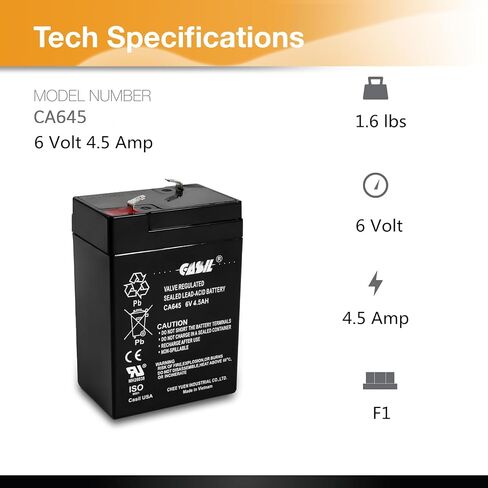 CASIL 2 Pack 6V 4AH بطارية لـ Panasonic LC-R6V4PT ، LC-S416P ، LC-R065P in Kuwait