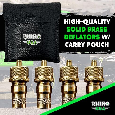 Rhino USA Adjustable Tire Deflators with Gauge (0-60psi) Calibrated & Automatic Tire Air Down Tool - Large 2" Easy Read Glow Dial & Solid Brass Hardware - Best Offroad Deflator for Jeep, Truck or ATV in Kuwait