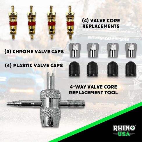 Rhino USA Adjustable Tire Deflators with Gauge (0-60psi) Calibrated & Automatic Tire Air Down Tool - Large 2" Easy Read Glow Dial & Solid Brass Hardware - Best Offroad Deflator for Jeep, Truck or ATV in Kuwait
