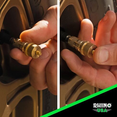 Rhino USA Adjustable Tire Deflators with Gauge (0-60psi) Calibrated & Automatic Tire Air Down Tool - Large 2" Easy Read Glow Dial & Solid Brass Hardware - Best Offroad Deflator for Jeep, Truck or ATV in Kuwait