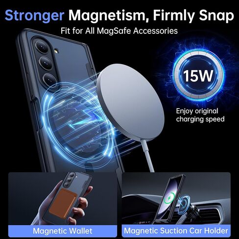 MOBOSI Privacy for Samsung Galaxy Z Fold 4 Case, Compatible with Magsafe, Built-in Hinge Protection & Front Screen Protector Full Body Slim Rugged Phone Case for Z Fold4 with S Pen Holder, Black in Saudi Arabia
