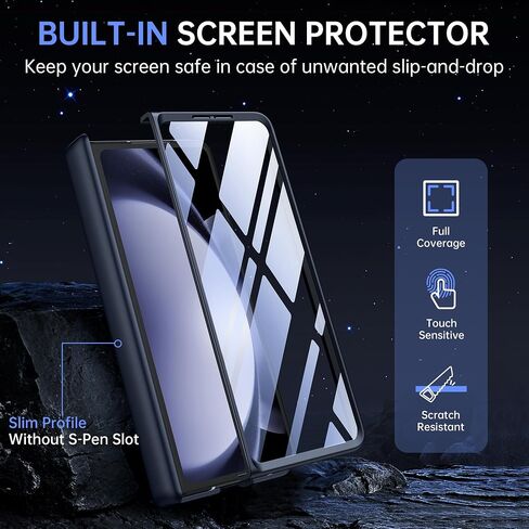 MOBOSI Privacy for Samsung Galaxy Z Fold 4 Case, Compatible with Magsafe, Built-in Hinge Protection & Front Screen Protector Full Body Slim Rugged Phone Case for Z Fold4 with S Pen Holder, Black in Saudi Arabia