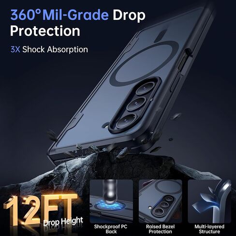 MOBOSI Privacy for Samsung Galaxy Z Fold 4 Case, Compatible with Magsafe, Built-in Hinge Protection & Front Screen Protector Full Body Slim Rugged Phone Case for Z Fold4 with S Pen Holder, Black in Saudi Arabia