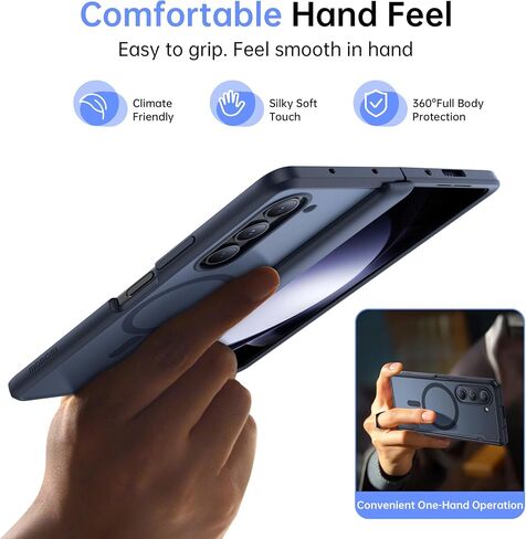 MOBOSI Privacy for Samsung Galaxy Z Fold 4 Case, Compatible with Magsafe, Built-in Hinge Protection & Front Screen Protector Full Body Slim Rugged Phone Case for Z Fold4 with S Pen Holder, Black in Saudi Arabia