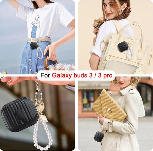 CameCosy Clear for Samsung Galaxy Buds 3/Galaxy Buds 3 Pro Case with Secure Lock Clip Shell Design, Soft TPU Bumper Shockproof Case Cover with Pearl Bracelet Keychain for Women (Pink) in Kuwait