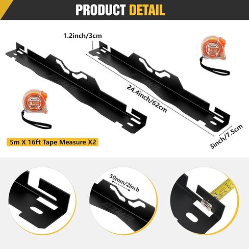 Automotive Wheel Alignment Tool Plate + 2 x 5m Metal Tape Measure, Stainless Steel Toe Alignment Tool Plate for Quick and Accurate Measurement of DIY Automotive Front End Adjustments (Black) in Saudi Arabia