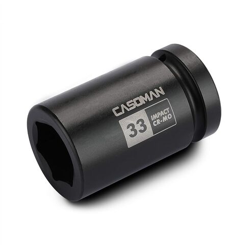 CASOMAN 1-Inch Drive x 33 mm Deep 6 PT Impact Socket, Metric, CR-MO, 1" Drive 6 Point Axle Nut Socket for Easy Removal of Axle Shaft Nuts (33MM) in Saudi Arabia