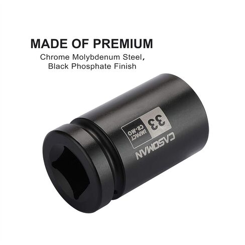 CASOMAN 1-Inch Drive x 33 mm Deep 6 PT Impact Socket, Metric, CR-MO, 1" Drive 6 Point Axle Nut Socket for Easy Removal of Axle Shaft Nuts (33MM) in Saudi Arabia