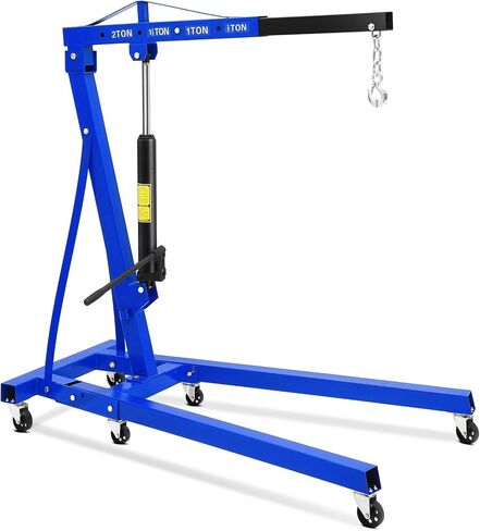 GAOMON 2 Ton Folding Engine Hoist, 4400LB, Hydraulic Cherry Picker Shop Crane with 6 Casters, Telescopic Boom for Lifting Motors, for Garage, Workshop and Repair, Heavy Duty, Blue in Saudi Arabia