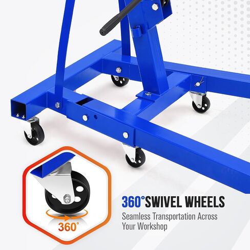 GAOMON 2 Ton Folding Engine Hoist, 4400LB, Hydraulic Cherry Picker Shop Crane with 6 Casters, Telescopic Boom for Lifting Motors, for Garage, Workshop and Repair, Heavy Duty, Blue in Saudi Arabia