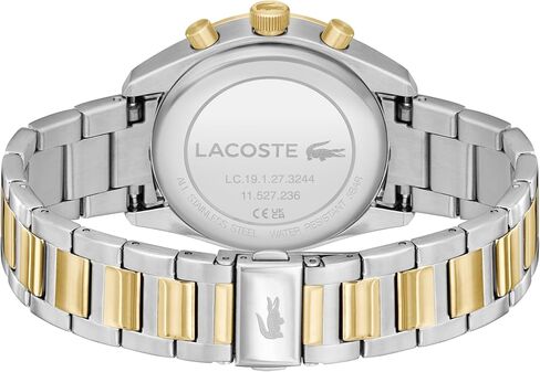 Lacoste Boston Men's Chrono Stainless Steel and Leather Strap Casual Watch, Color: Black (Model: 2011109) in Saudi Arabia